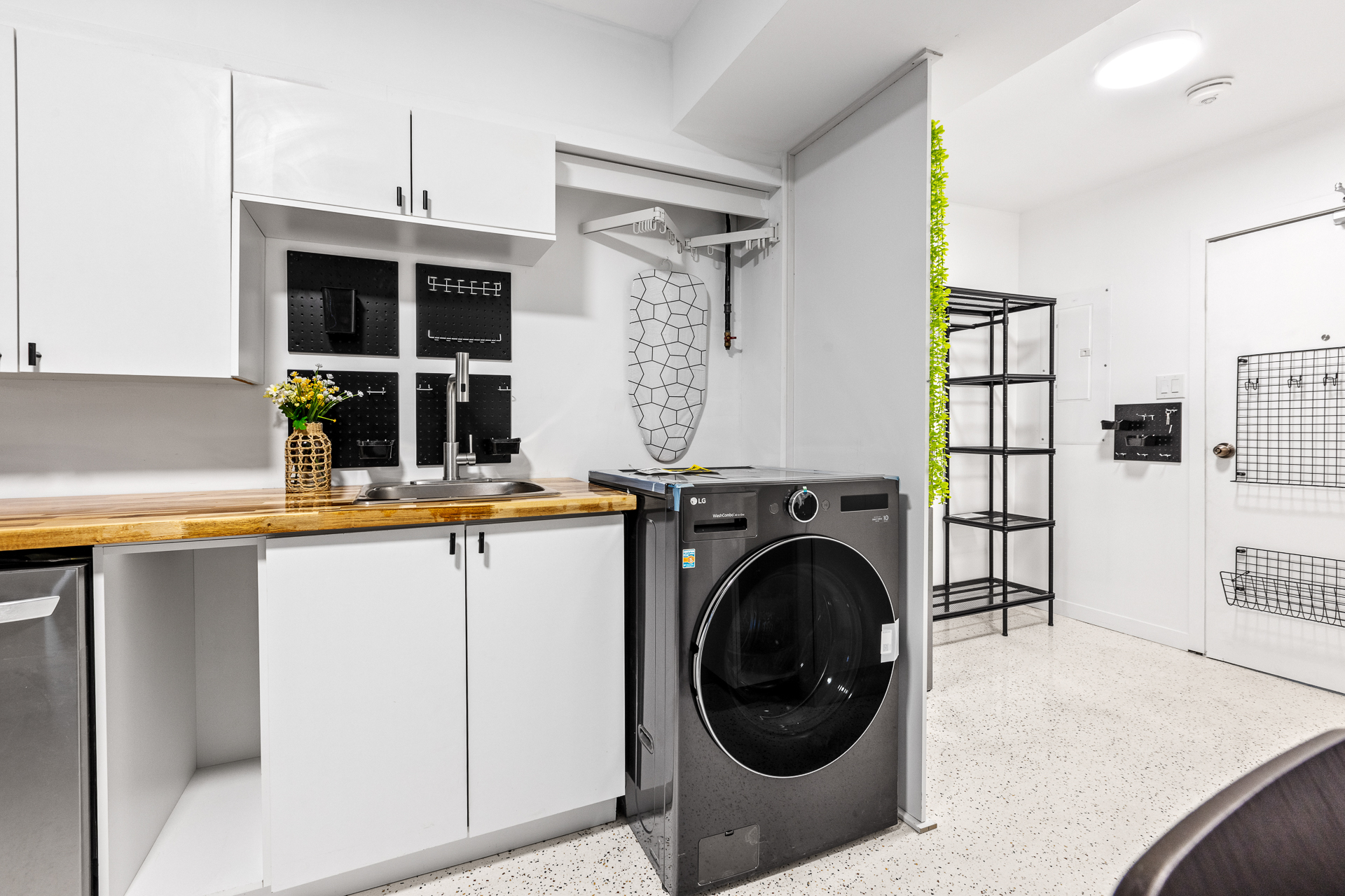 Unit 09 kitchen detail with appliances and prep counter